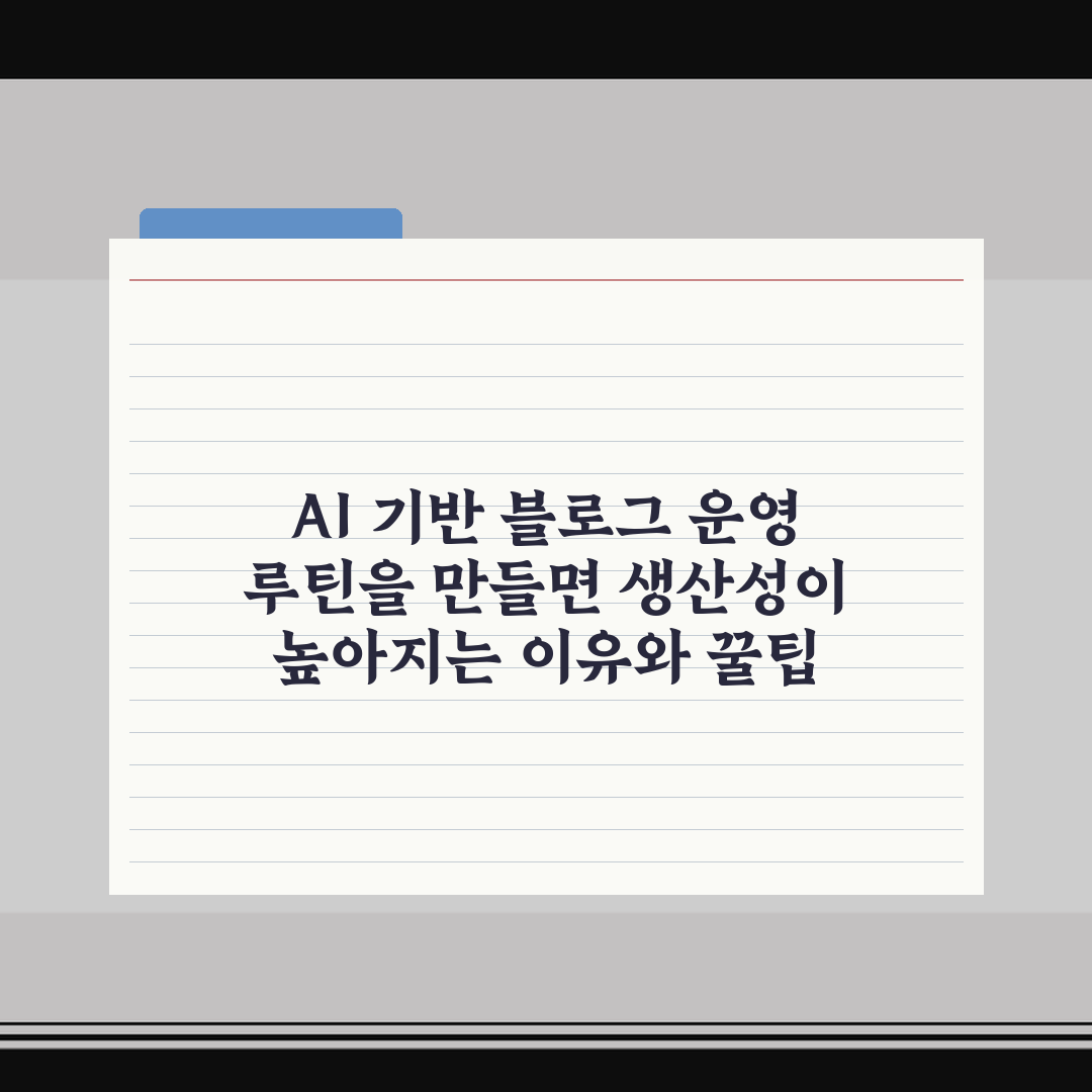 AI 기반 블로그 운영 루틴을 만들면 생산성이 높아지는 이유와 꿀팁 공유