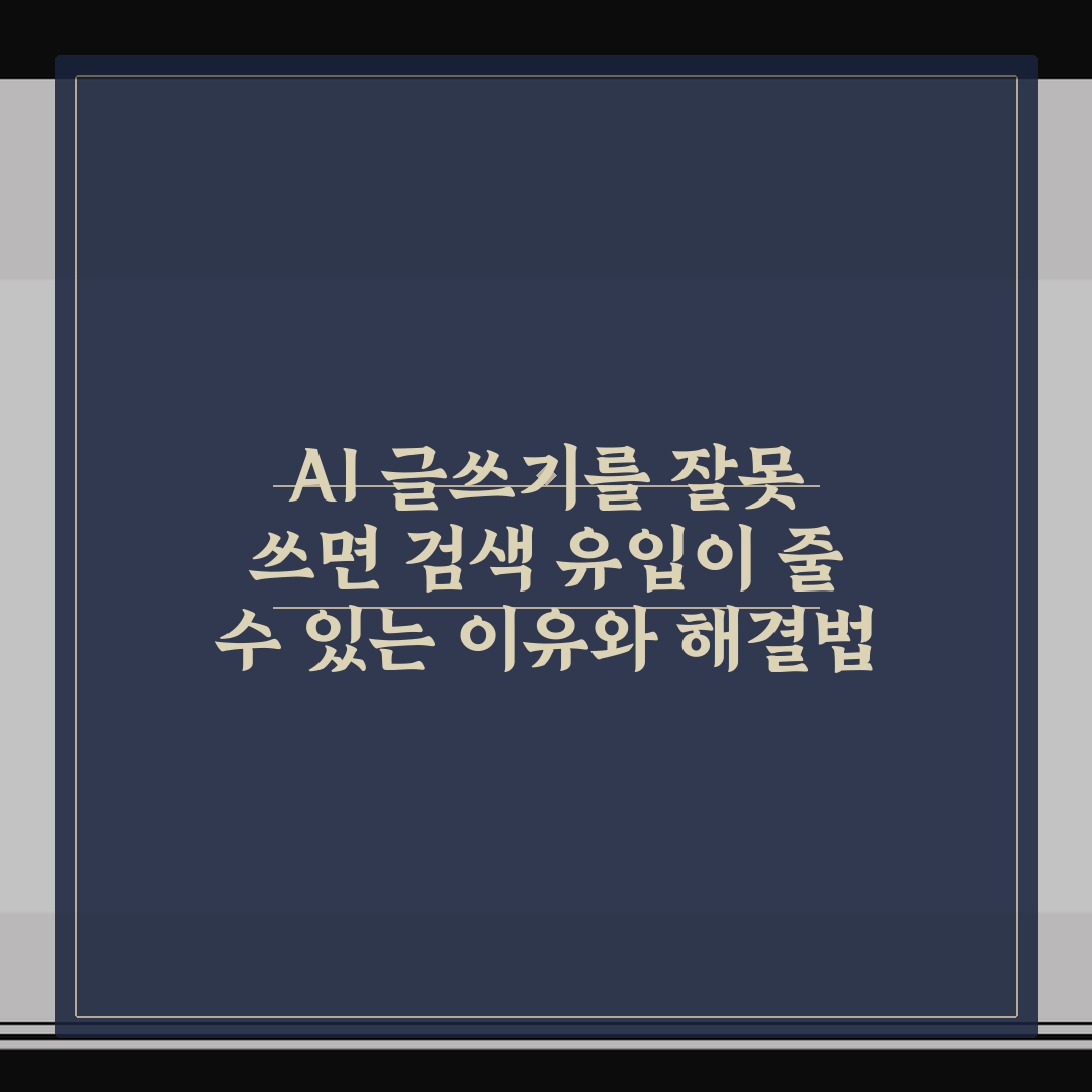 AI 글쓰기를 잘못 쓰면 검색 유입이 줄 수 있는 이유와 해결법 정리
