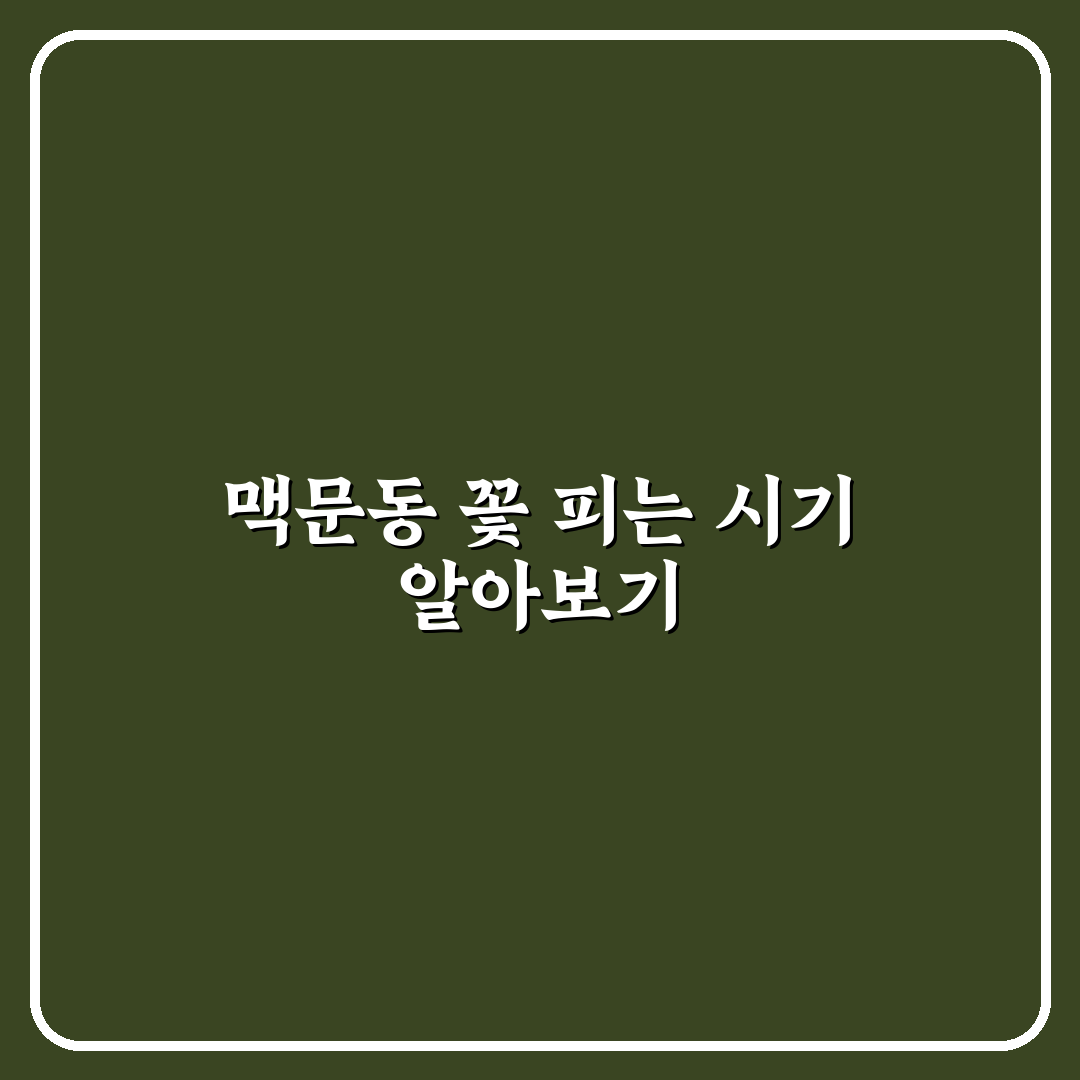 맥문동 꽃 피는 시기와 관리법 쉽게 정리해드려요