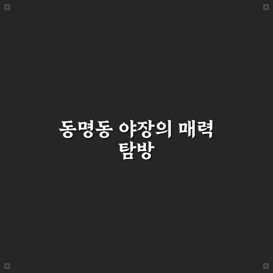 동명동 야장 술집 추천과 꿀팁 쉽게 알려드려요
